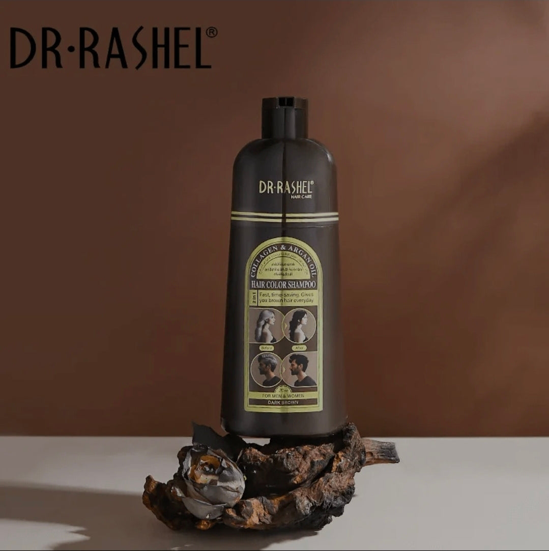 Dr.Rashel Collagen And Argan Oil Hair Colour Shampoo dark brown - 400ml د. راشيل شامبو تلوين الشعر بالكولاجين وزيت الأرجان - بني غامق - 400 مل.