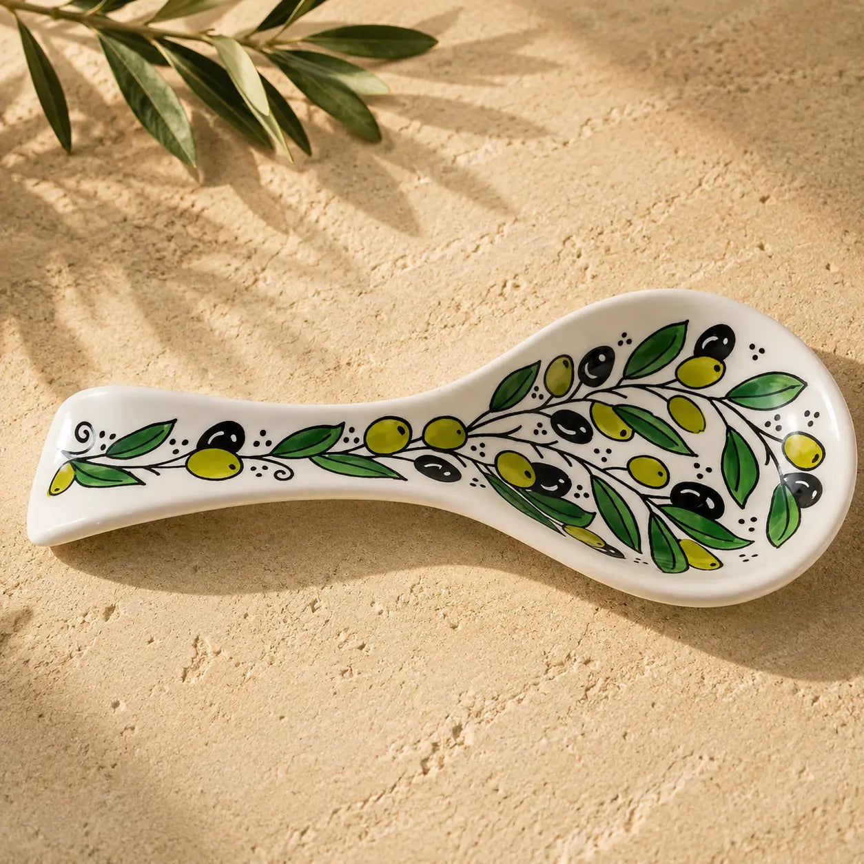 Handcrafted Palestinian Ceramic Spoon Rest – Large Spoon Holder