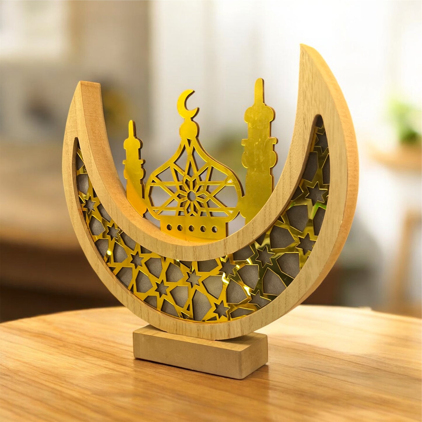 Ramadan Tabletop LED Cresent/Mosque - ديكور طاولة رمضان بإضاءة LED على شكل هلال/مسجد – ذهبي