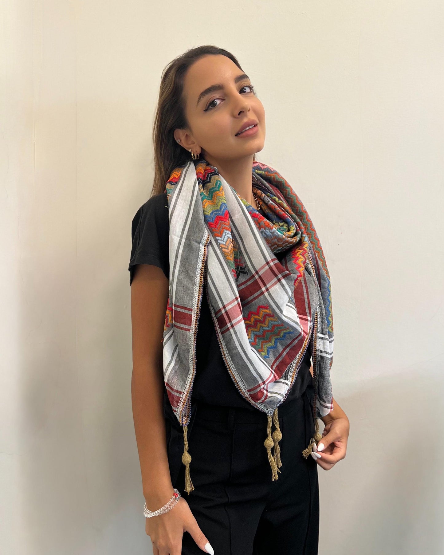 Vibrant Ash Grey Kufiya (Keffiyeh) | Made in Jordan