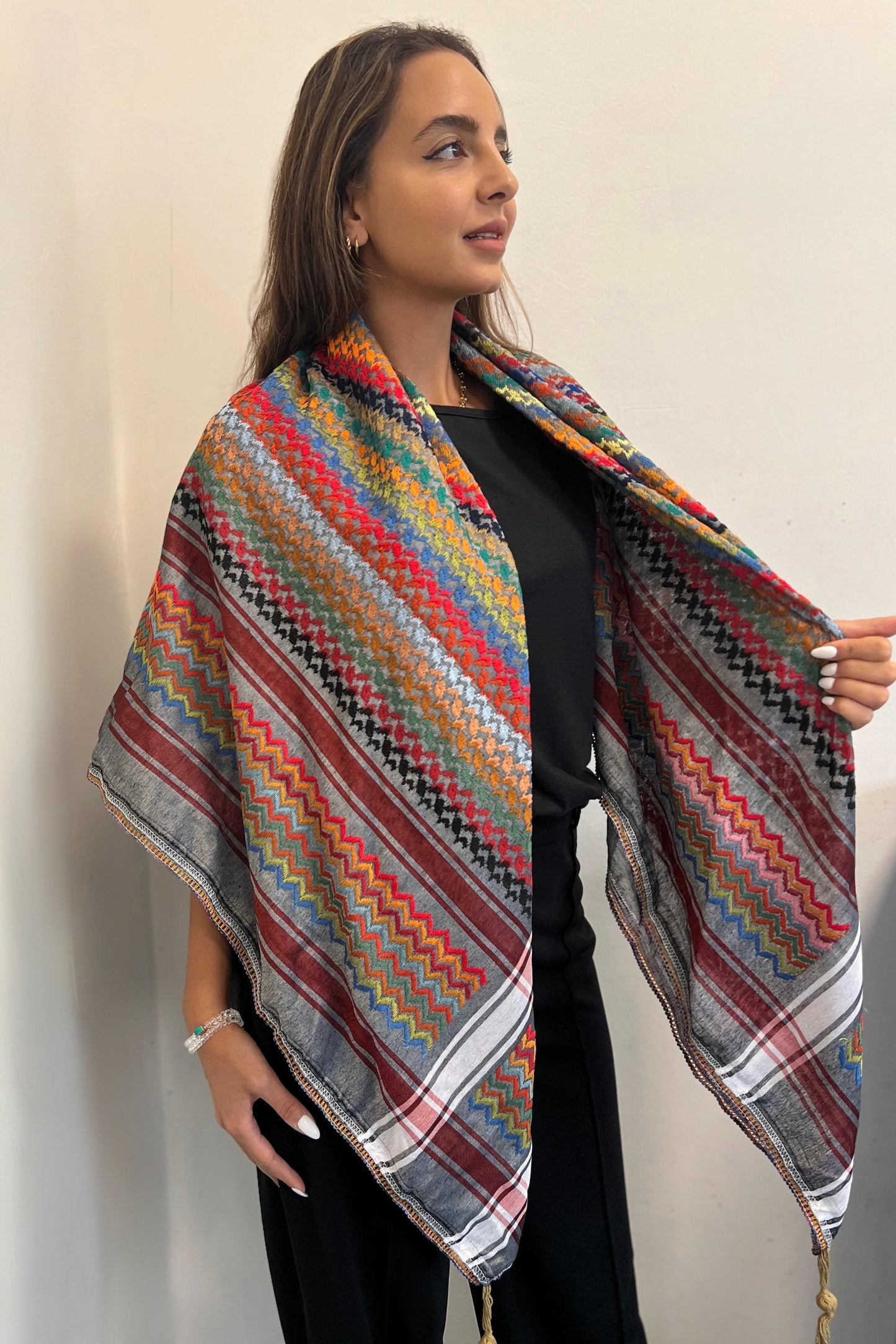 Vibrant Ash Grey Kufiya (Keffiyeh) | Made in Jordan