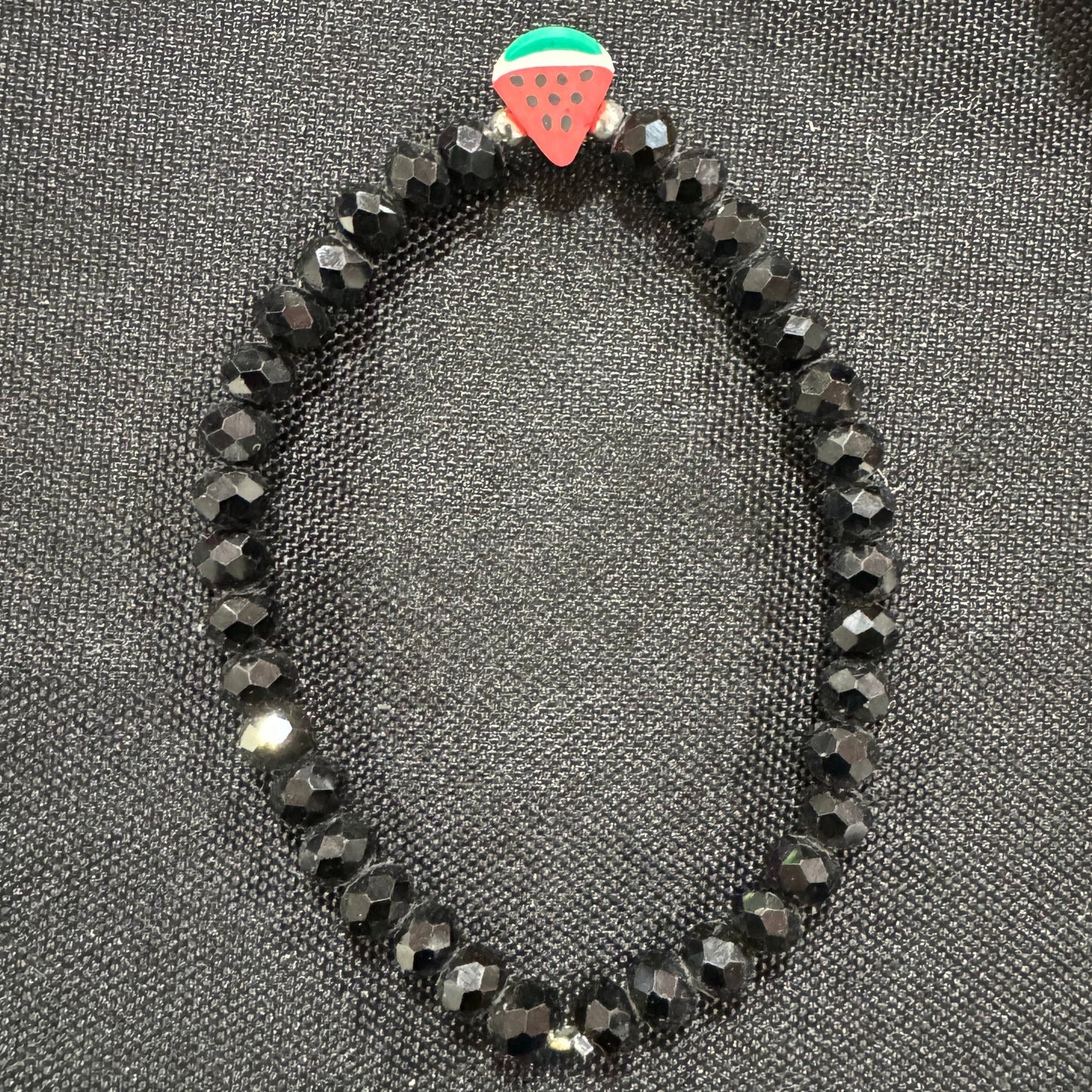 Beaded Bracelets | Watermelon & Palestine Map Charms – Black, White, Multicolor