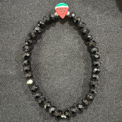 Beaded Bracelets | Watermelon & Palestine Map Charms – Black, White, Multicolor