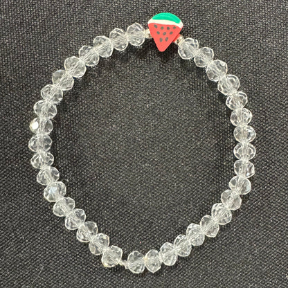 Beaded Bracelets | Watermelon & Palestine Map Charms – Black, White, Multicolor