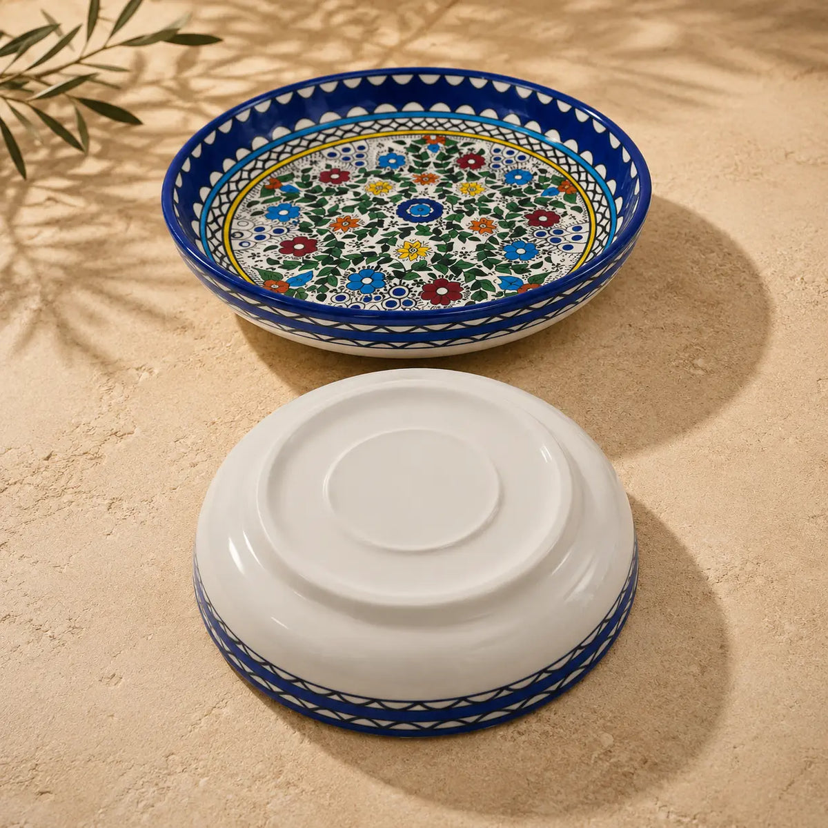 Al Turkiah Ceramic Ceramic Bowl – Floral Serving, Salad & Pasta Bowl, Decorative Mediterranean Tableware (23cm, 28cm, 35cm)