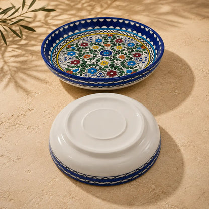Al Turkiah Ceramic Ceramic Bowl – Floral Serving, Salad & Pasta Bowl, Decorative Mediterranean Tableware (23cm, 28cm, 35cm)