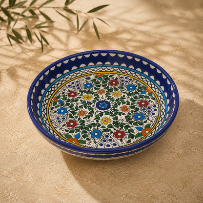 Al Turkiah Ceramic Ceramic Bowl – Floral Serving, Salad & Pasta Bowl, Decorative Mediterranean Tableware (23cm, 28cm, 35cm)