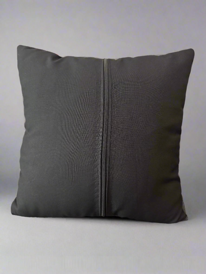 Tatreez Cushion Cover - Green with Gold on Black | 16x16" Palestinian Embroidery