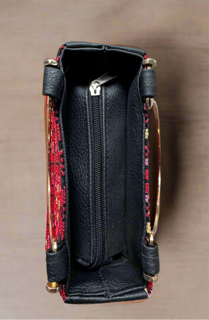 Small Tatreez Purse – Golden Handle with Optional Shoulder Strap