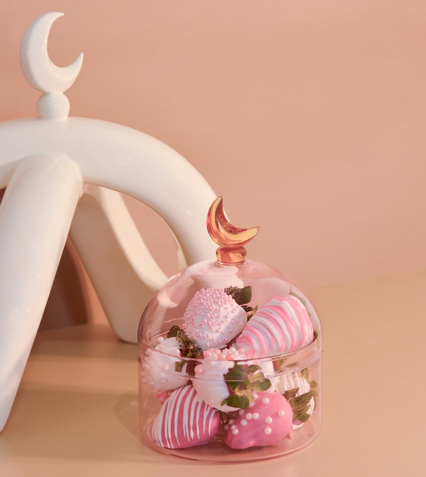 Glass Moon Dome Jar - Cotton Candy