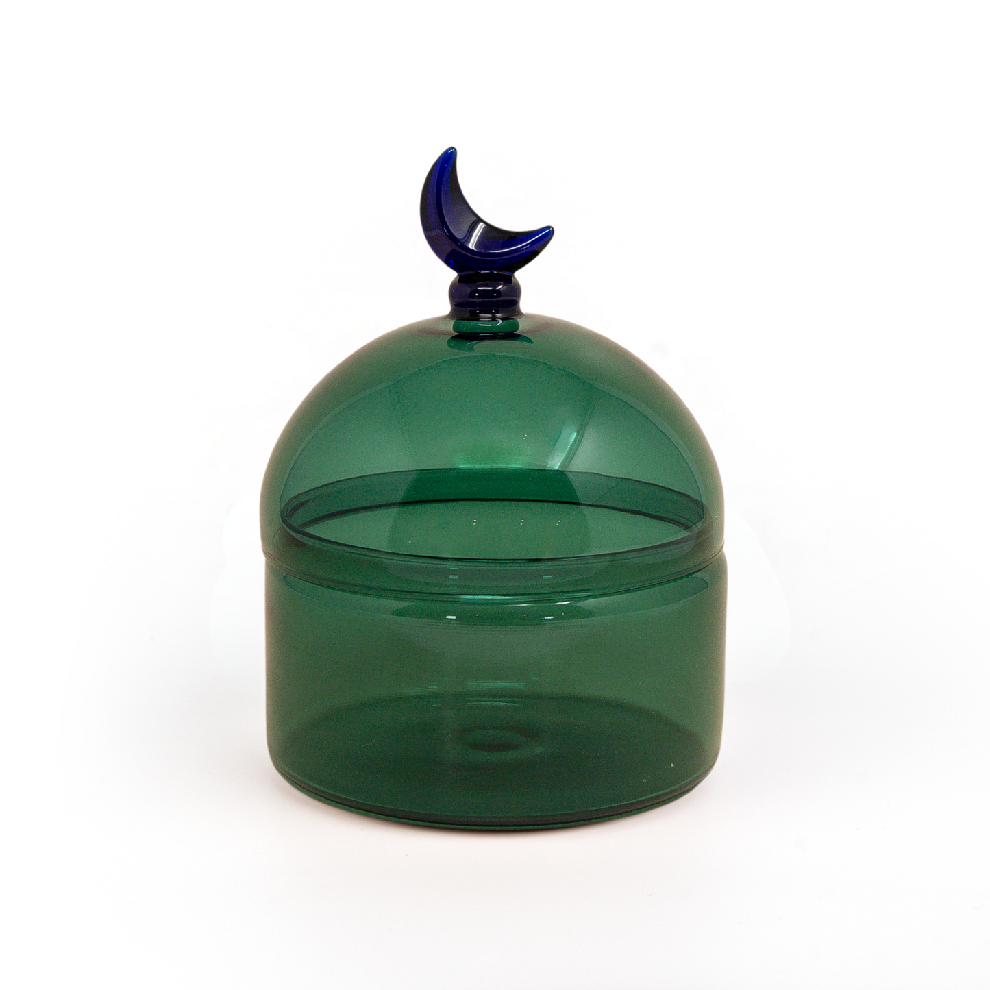 Glass Moon Dome Jar - Teal Luna