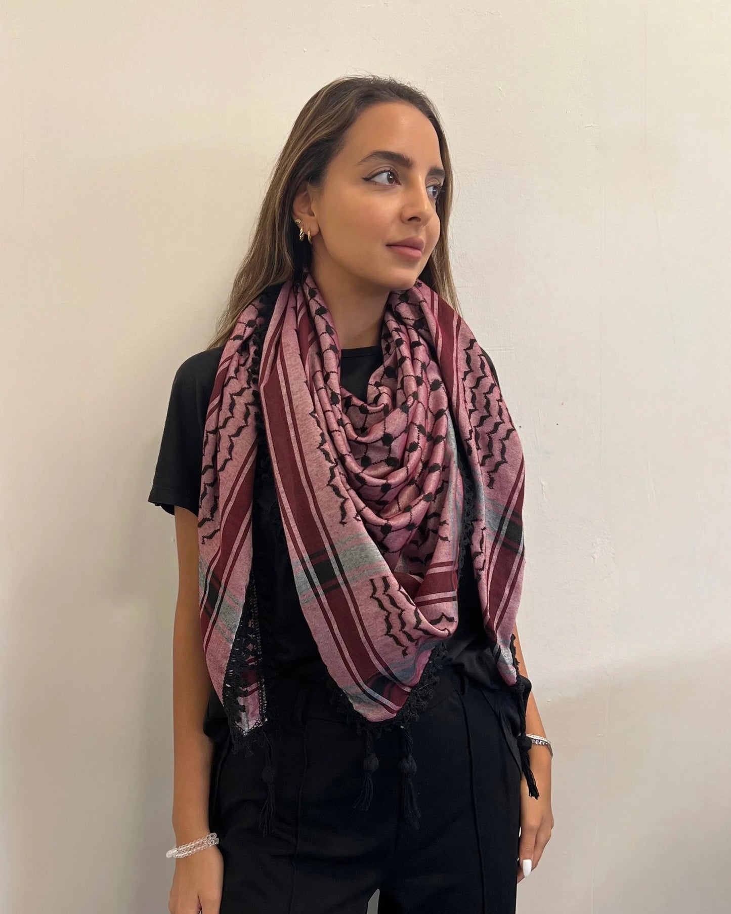Echoes – Deep Maroon Kufiya (Keffiyeh) | Made in Jordan
