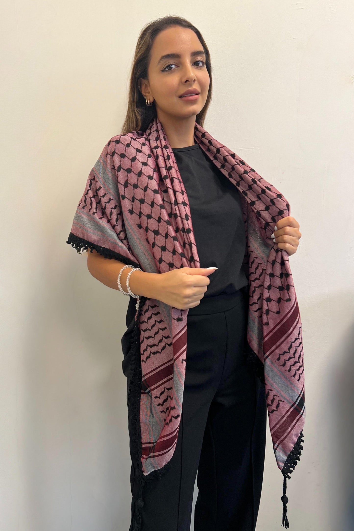 Echoes – Deep Maroon Kufiya (Keffiyeh) | Made in Jordan