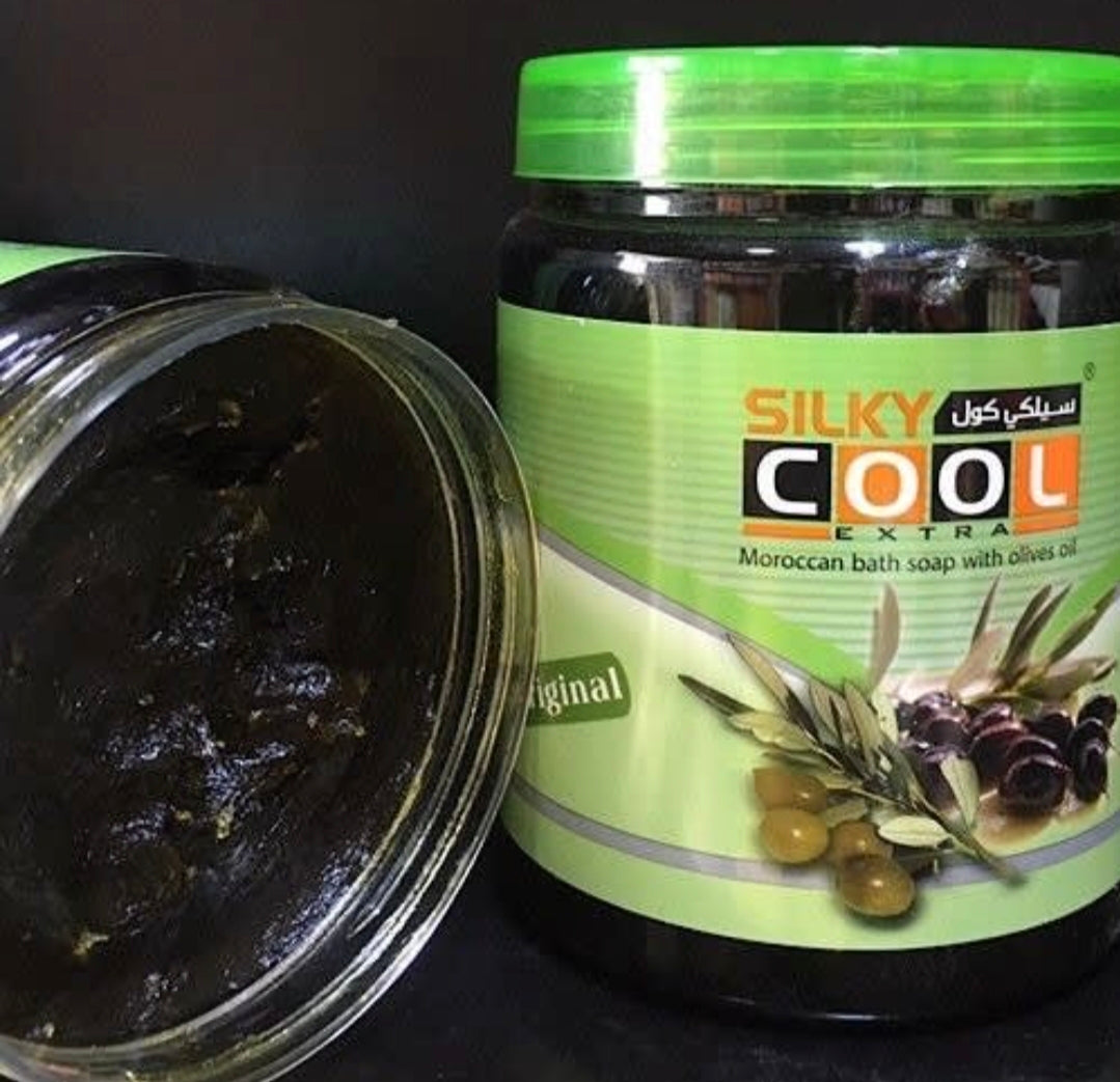 Silky Cool Extra – Moroccan With Olive Oil Black Soap – 300g صابون مغربي