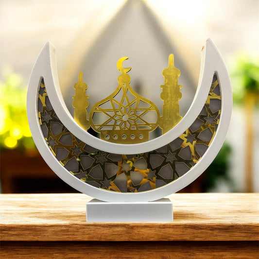 Ramadan Tabletop LED Cresent/Mosque - ديكور طاولة رمضان بإضاءة LED على شكل هلال/مسجد – ذهبي